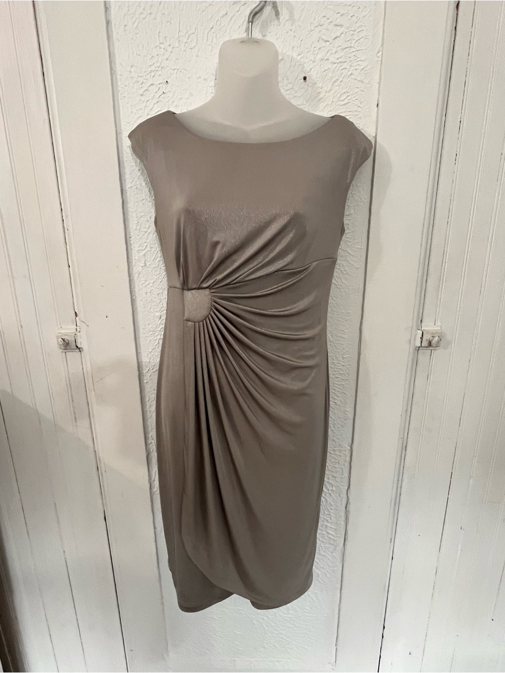 Silvery Ruched Sheath Dress